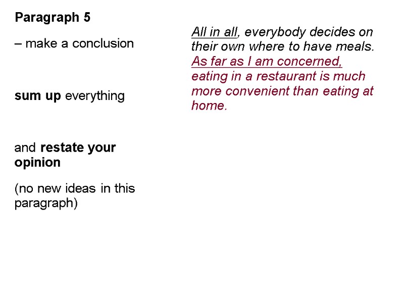 Paragraph 5  – make a conclusion  sum up everything   and